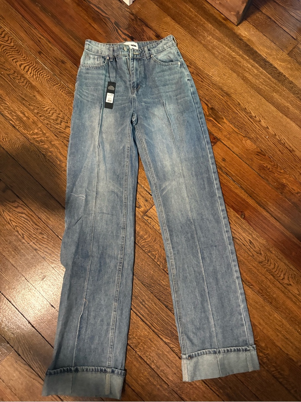 Fashion Nova Light Blue Wide-Leg High-Rise Jeans